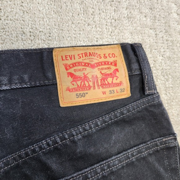 Levis 550 Jeans Men 33X32 Black Denim Dad Relaxed Taper Cotton Washed - Picture 9 of 11